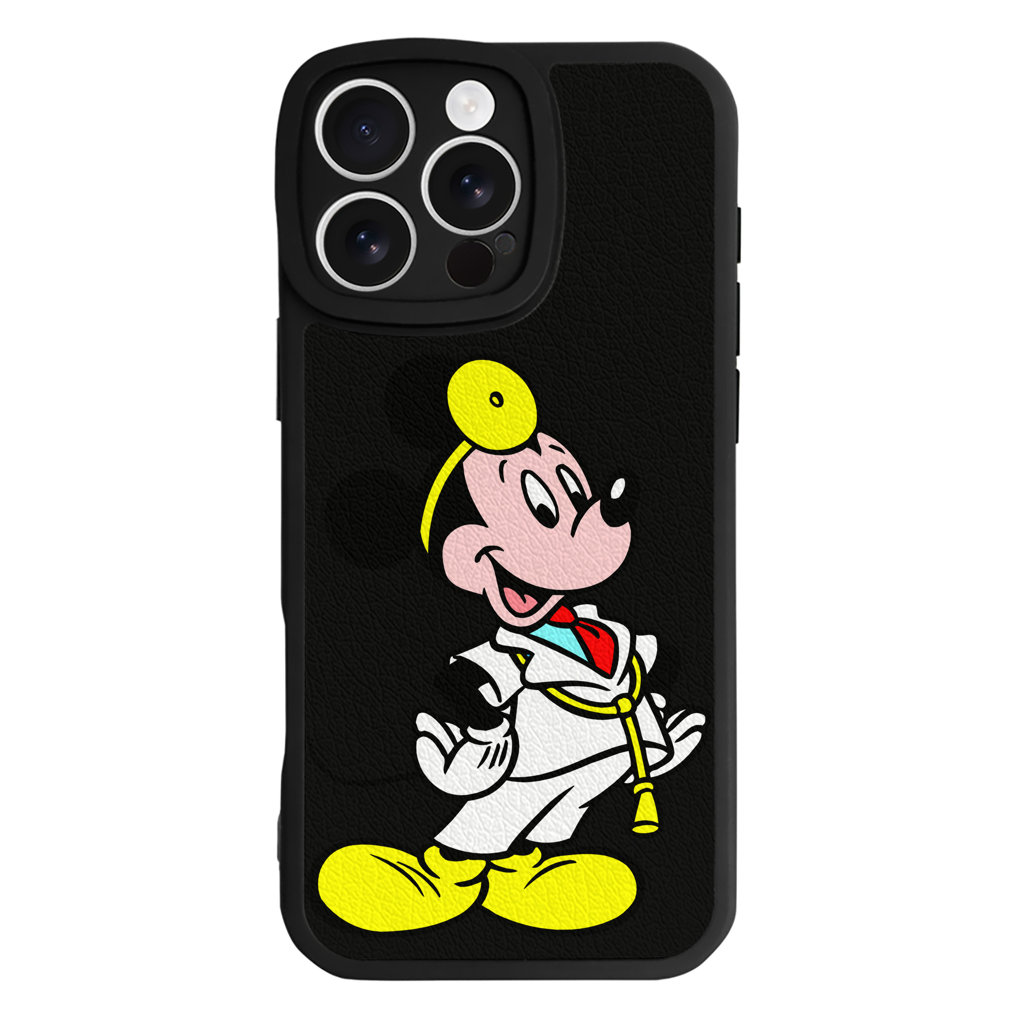 （画像用） ミッキーマウス Mickey Mouse 【iPhone 16シリーズ対応】シリコンスマホケース（レザー調） 材質：シリコン